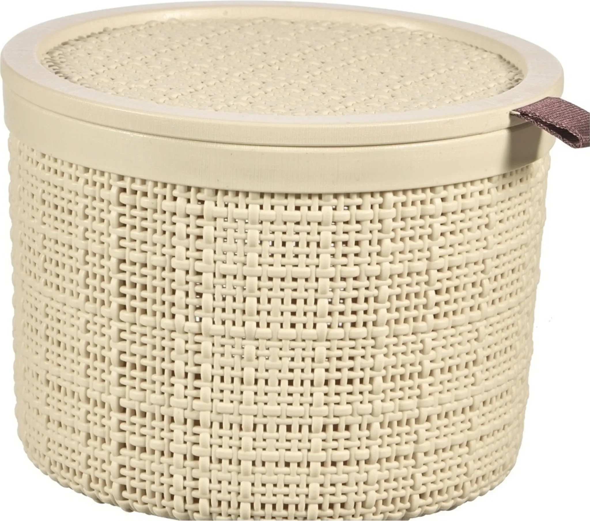 Curver JUTE ROUND Aufbewahrungskorb mit Deckel – 2 Liter, Beige